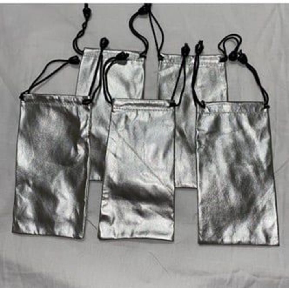 *7A soft Pouch silver drawstring pouches sunglasses size 5 Pack